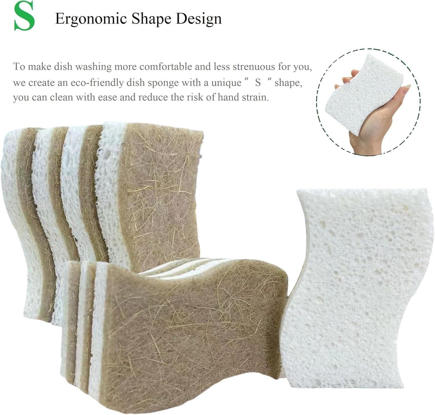 Eco Friendly Biodegradable Kitchen Sponges 12 Pack – Natural Compostable