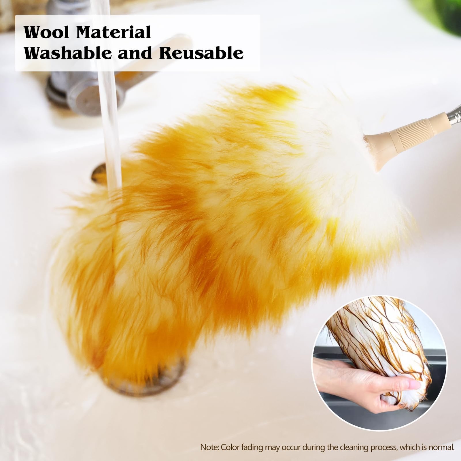 Lambswool Extendable Duster 32-98 Inch Anti-Static Flexible Head Stainless Steel