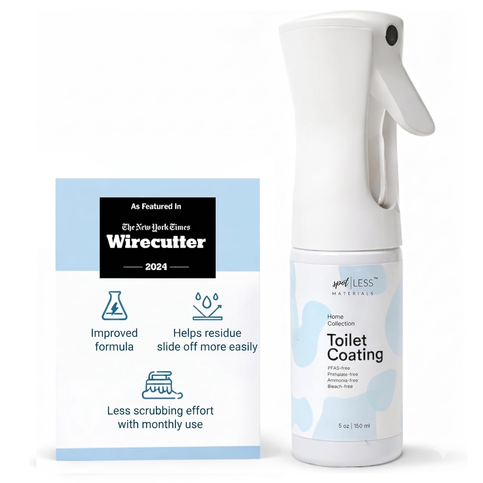 spotLESS MATERIALS Toilet Coating Spray for Ceramic & 5 Fl Oz (Pack of 1)