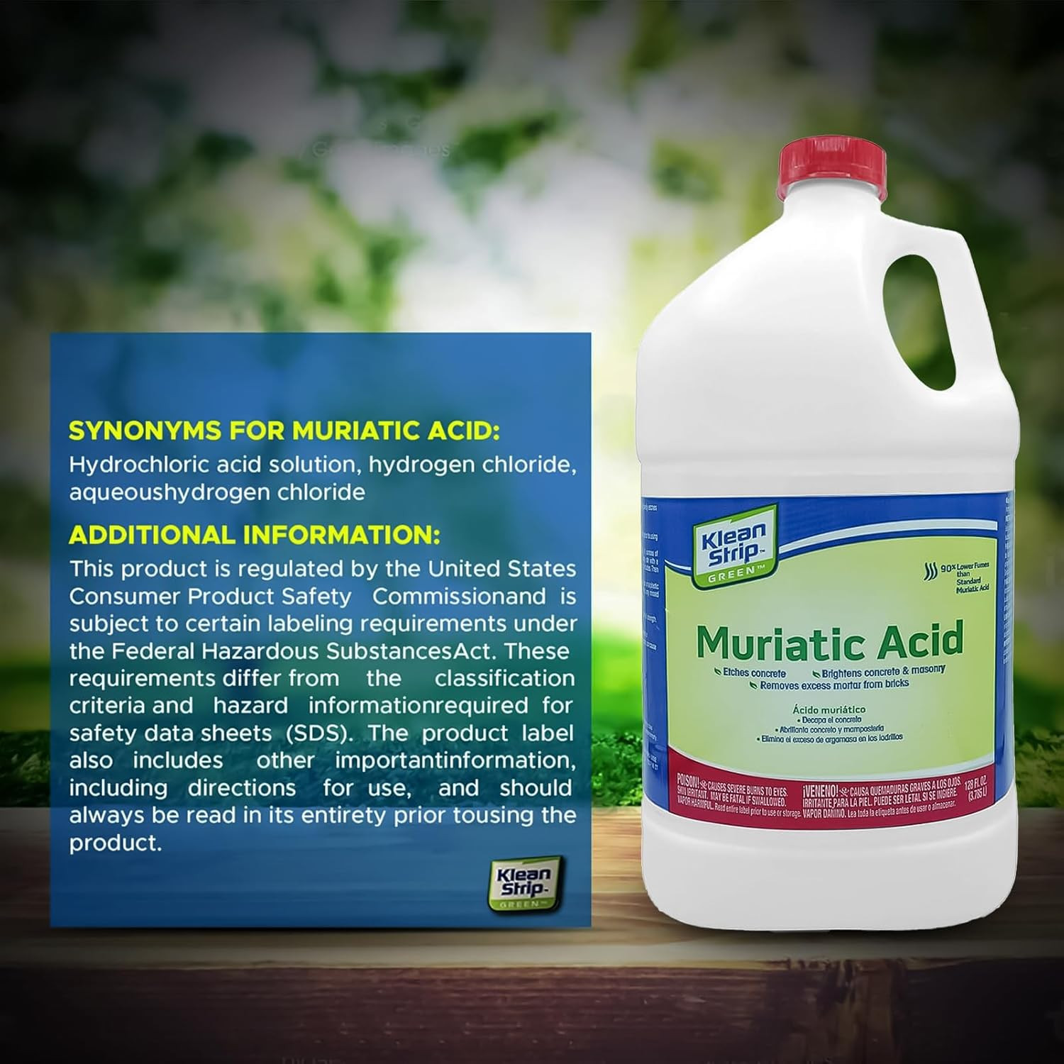 Low Fume Concrete Etcher Klean Strip Green Muriatic Acid– Heavy Duty Concrete, B