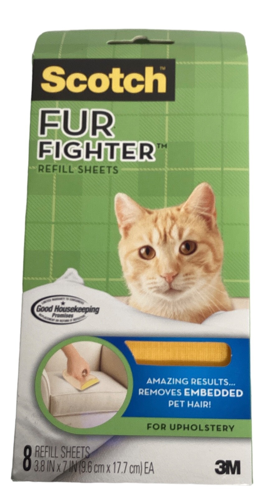 Scotch fur fighter pet cat hair remover handle starter kit + 8 refill sheets New