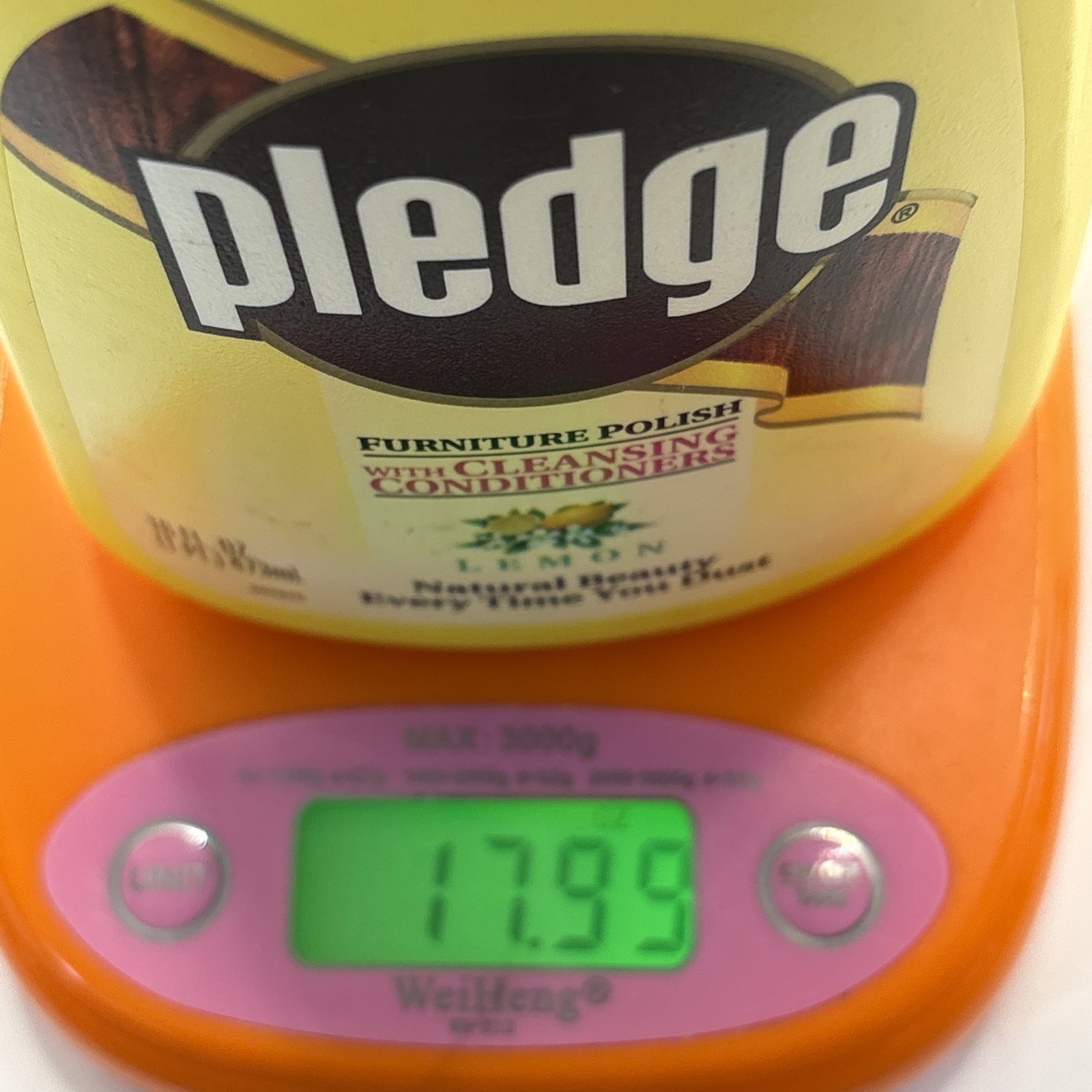 Vintage SC Johnson Lemon Pledge Spray Bottle 1995 16 oz 85% full 90s Movie Prop