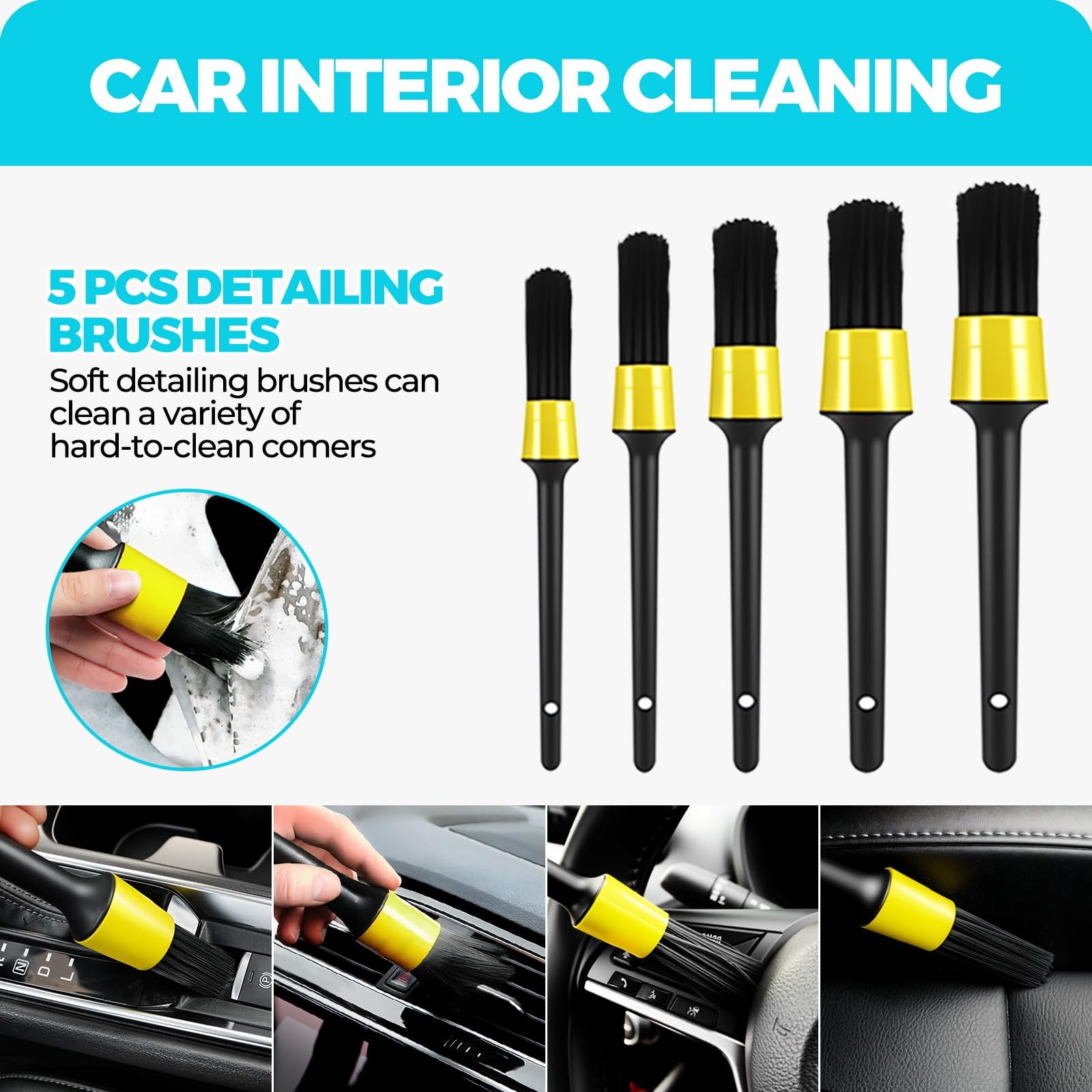 ALFLOD 30Pcs Car Detailing Kit, Car Detailing Brush Set, Car Wash Cleaning Kit,