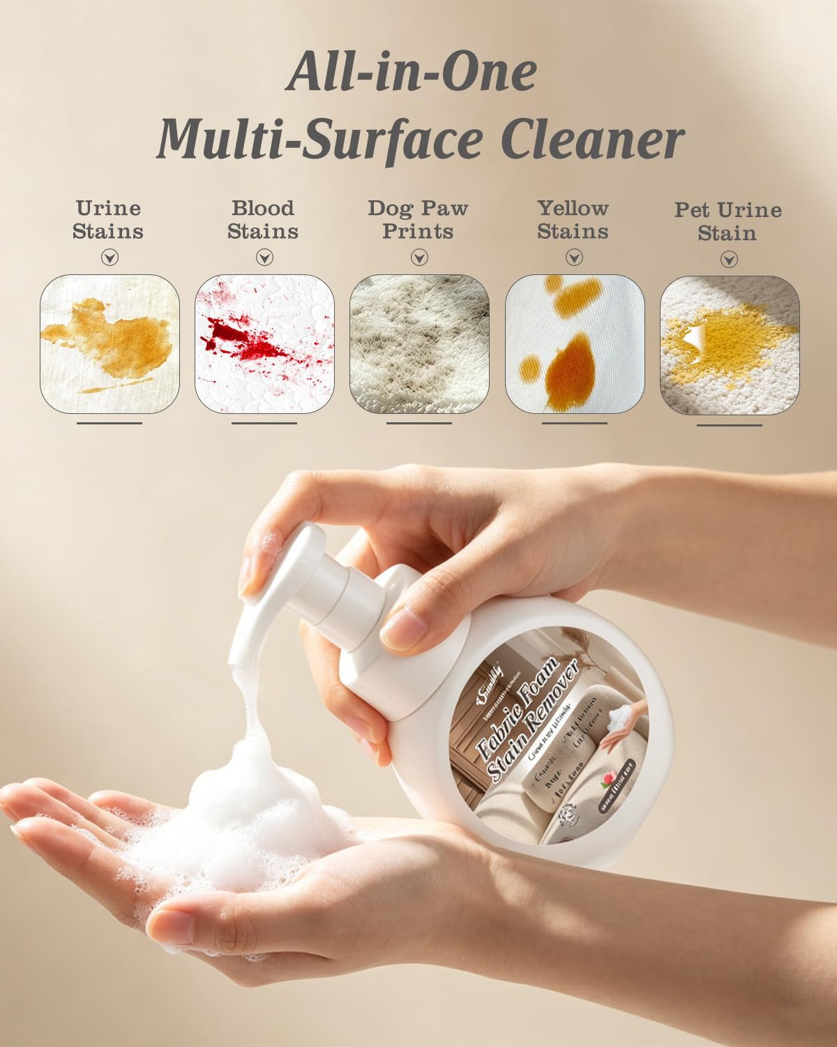 Snowlily Foam Fabric Cleaner – Professional Strength Stain Remover, Non-Toxic &