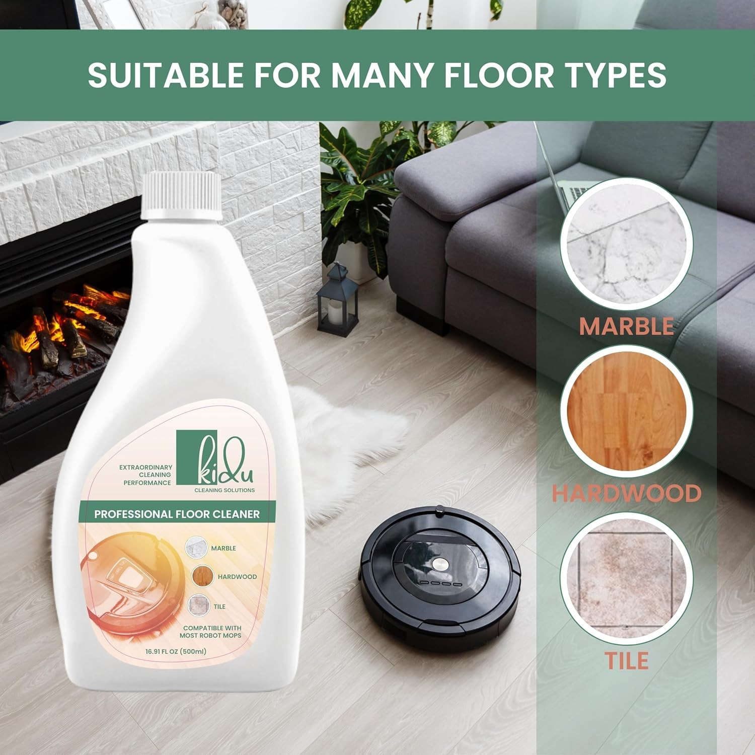 Streak-Free 500ml Floor Cleaning Solution with Pleasant Scent for Home Use