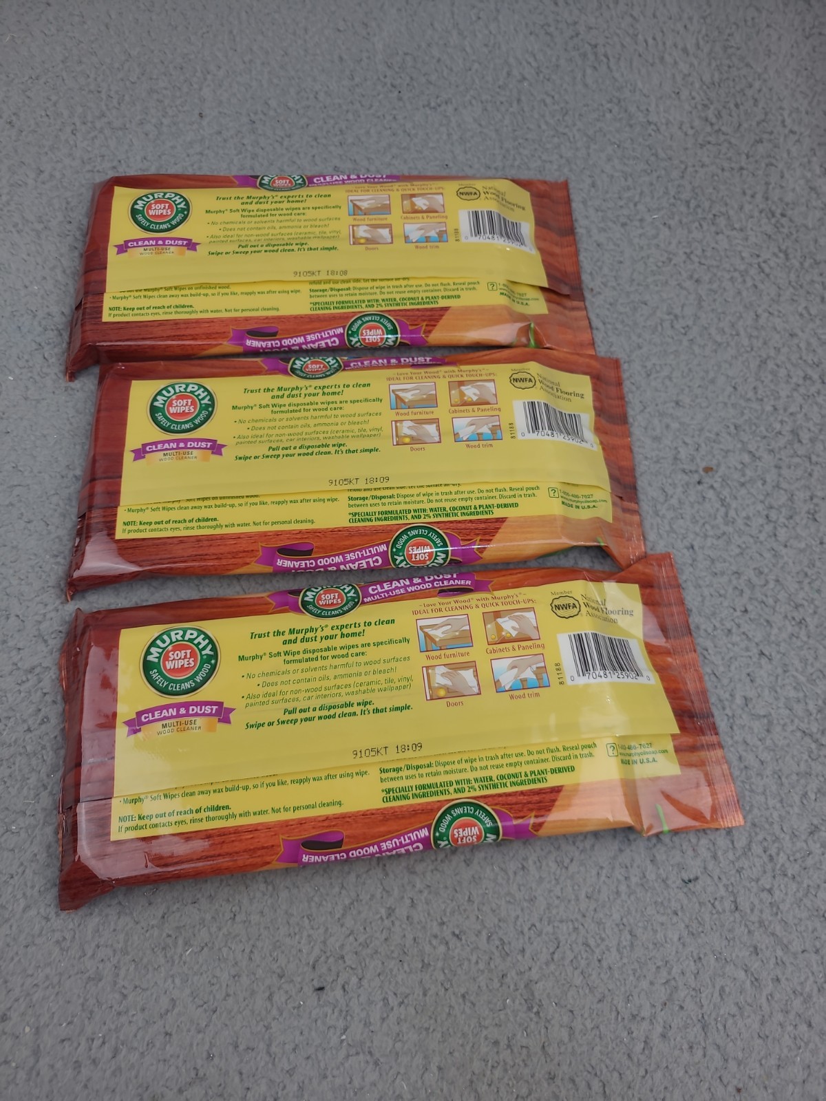 3x Murphy Soft Wipes Clean & Dust Multi-Use Wood Cleaner NEW 18 Large Wipes