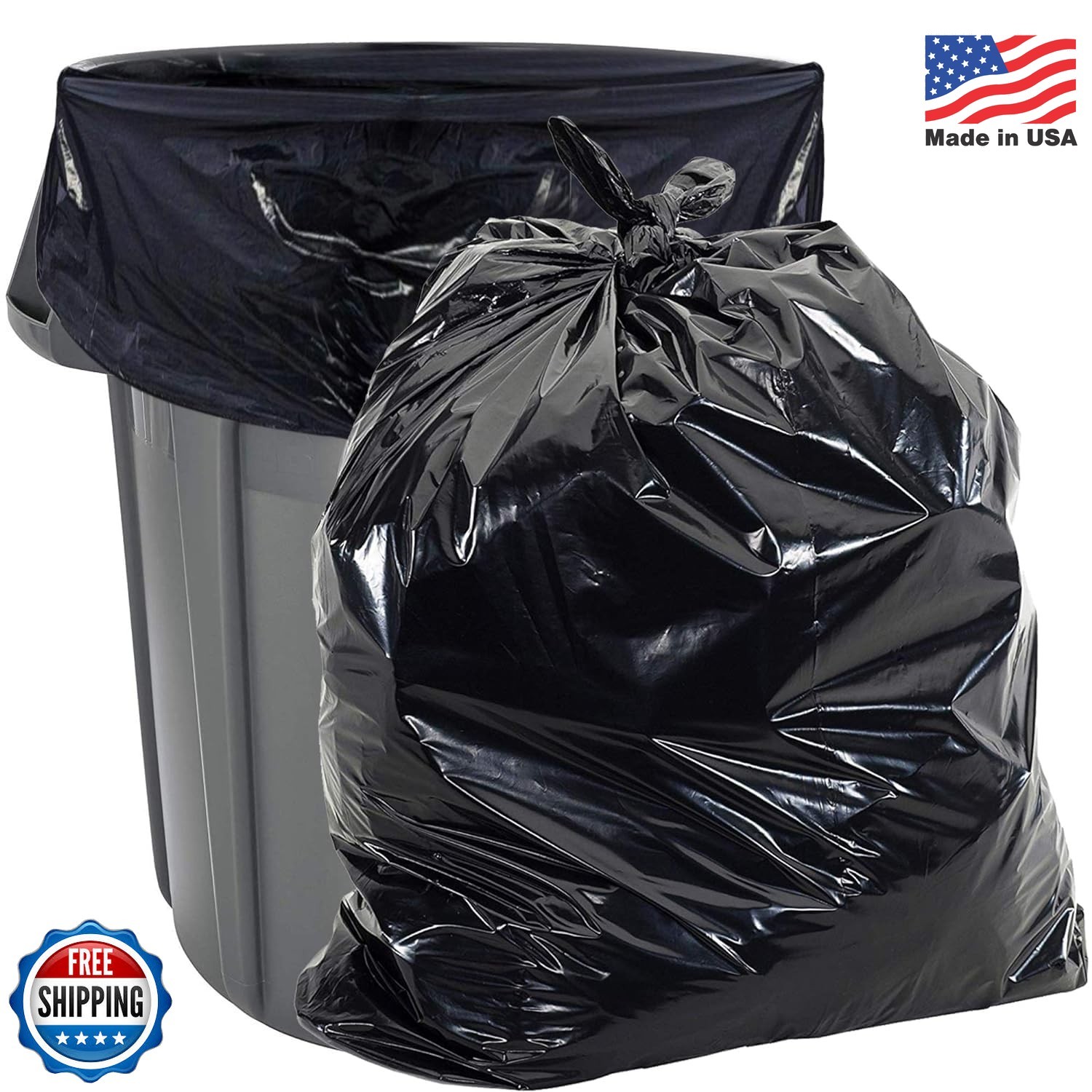 Aluf Plastics Gallon Size 55-60 Typically 38″ x 58″ 2.0 MIL Black Heavy Duty Gar