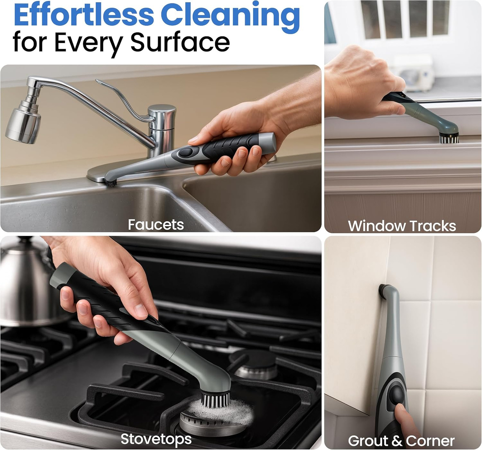 Electric Spin Scrubber Beest GroutCare 10000 Bathroom Cleaning Brush with Two