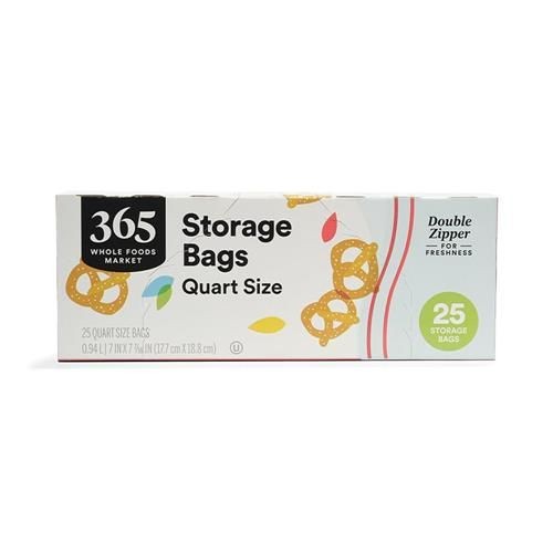 Whole Foods Market, Quart Size Storage Bags, Double Zipper, 25 Count – Pack Of 2