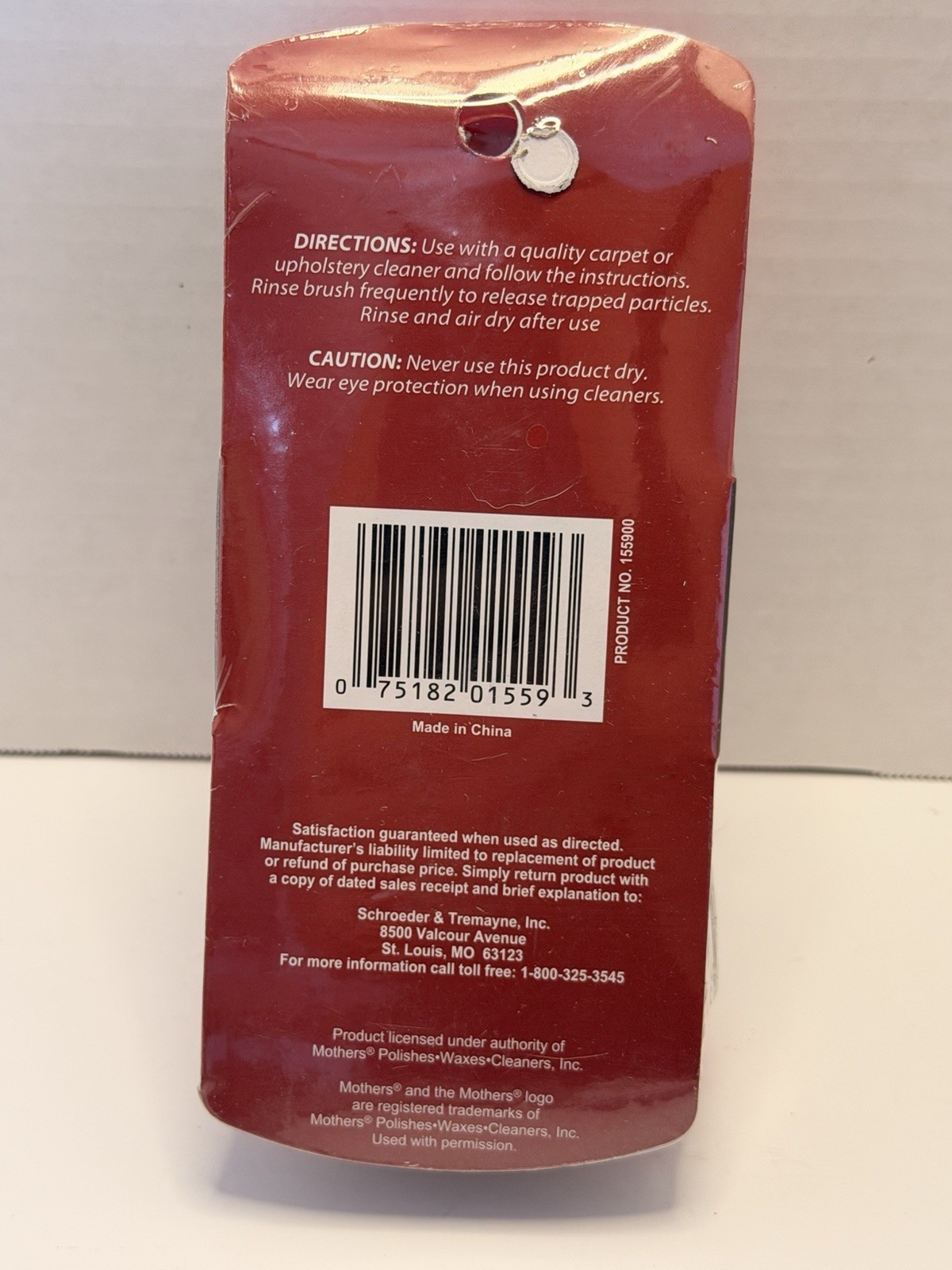Mothers Stiff Bristle Carpet and Upholstery Cleaning Scrub Brush for Automotive,