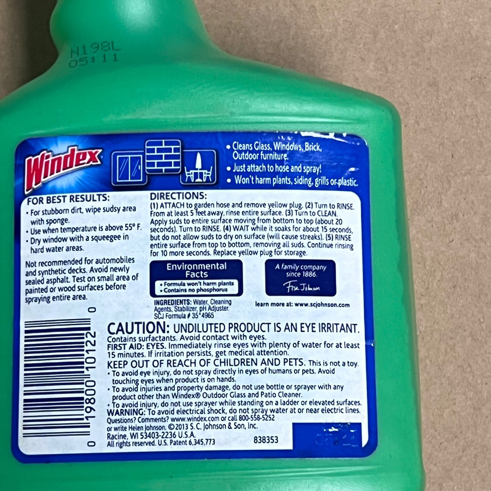 Windex Outdoor Glass Patio Concentrated Cleaner 32 Fl Oz Spray Bottle For Hose