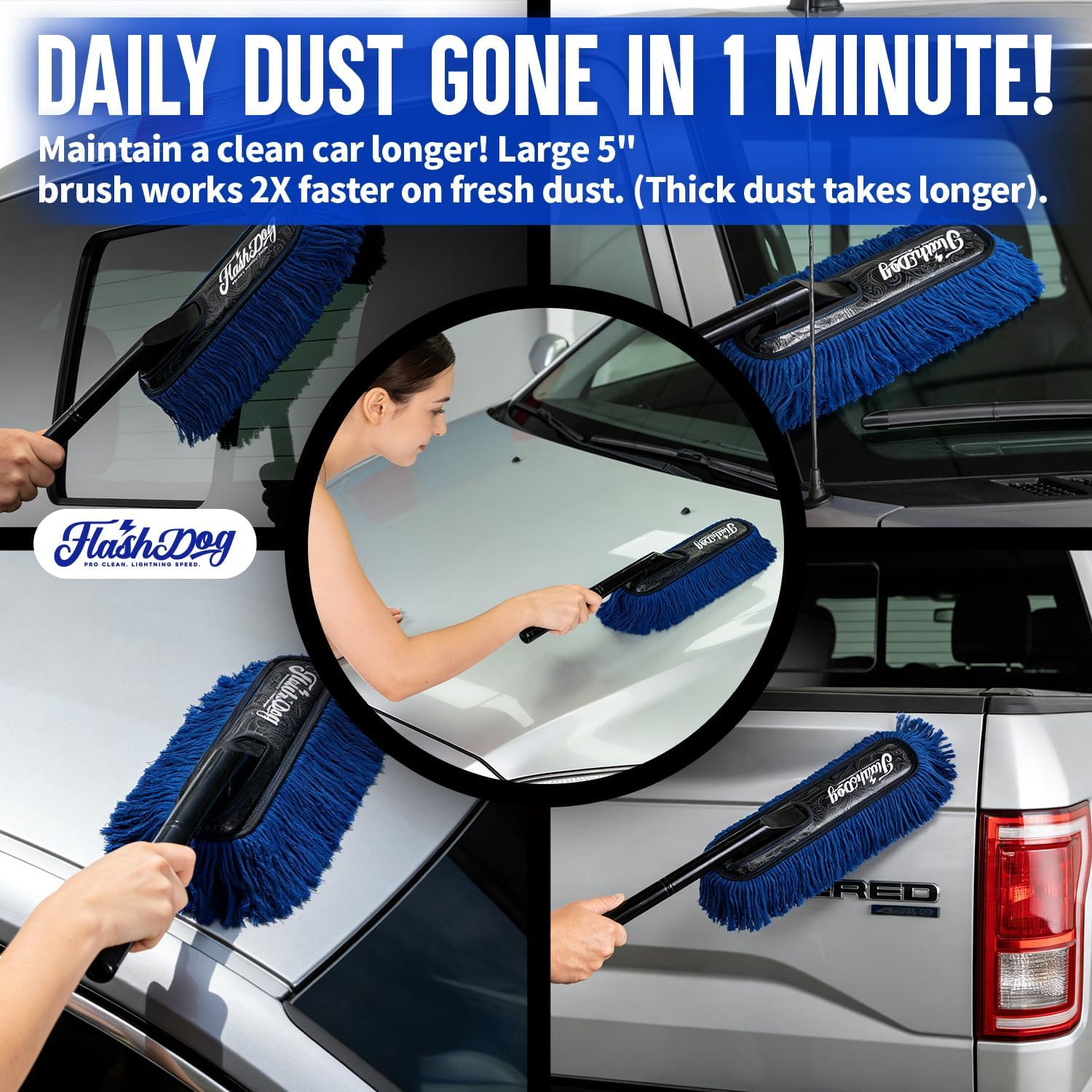 Car Duster Exterior Scratch Free, Waterless Cleaning Brush for Car Truck RV Boat