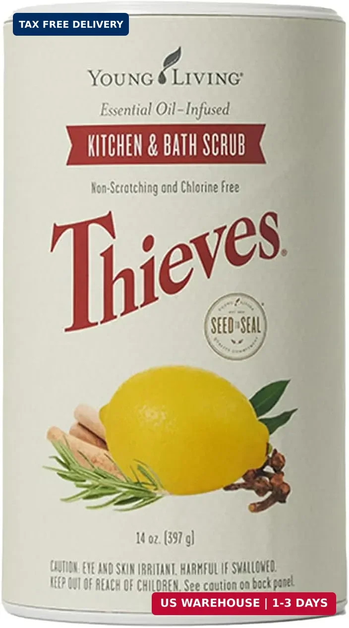 Young Living Thieves Kitchen And Bath Scrub | 14 Oz | Plant-Based Cleaning Formu
