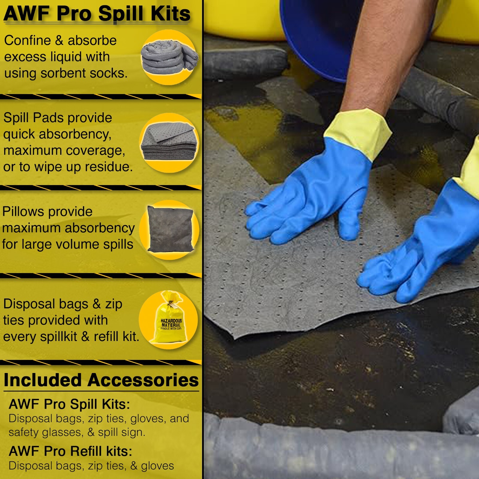 20 Gallon Universal Spill Kit – 59 Pieces. Perfect for Absorbing Spills