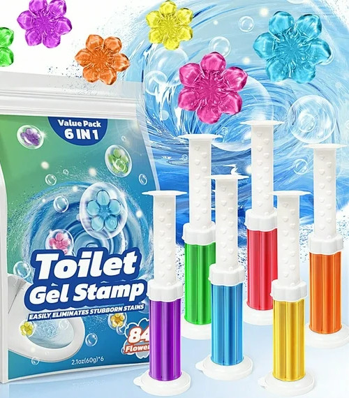 3x 84 Toilet Gel Stamp 6 in 1 Deodorizer, Long Lasting Fragrance &Stain Remover