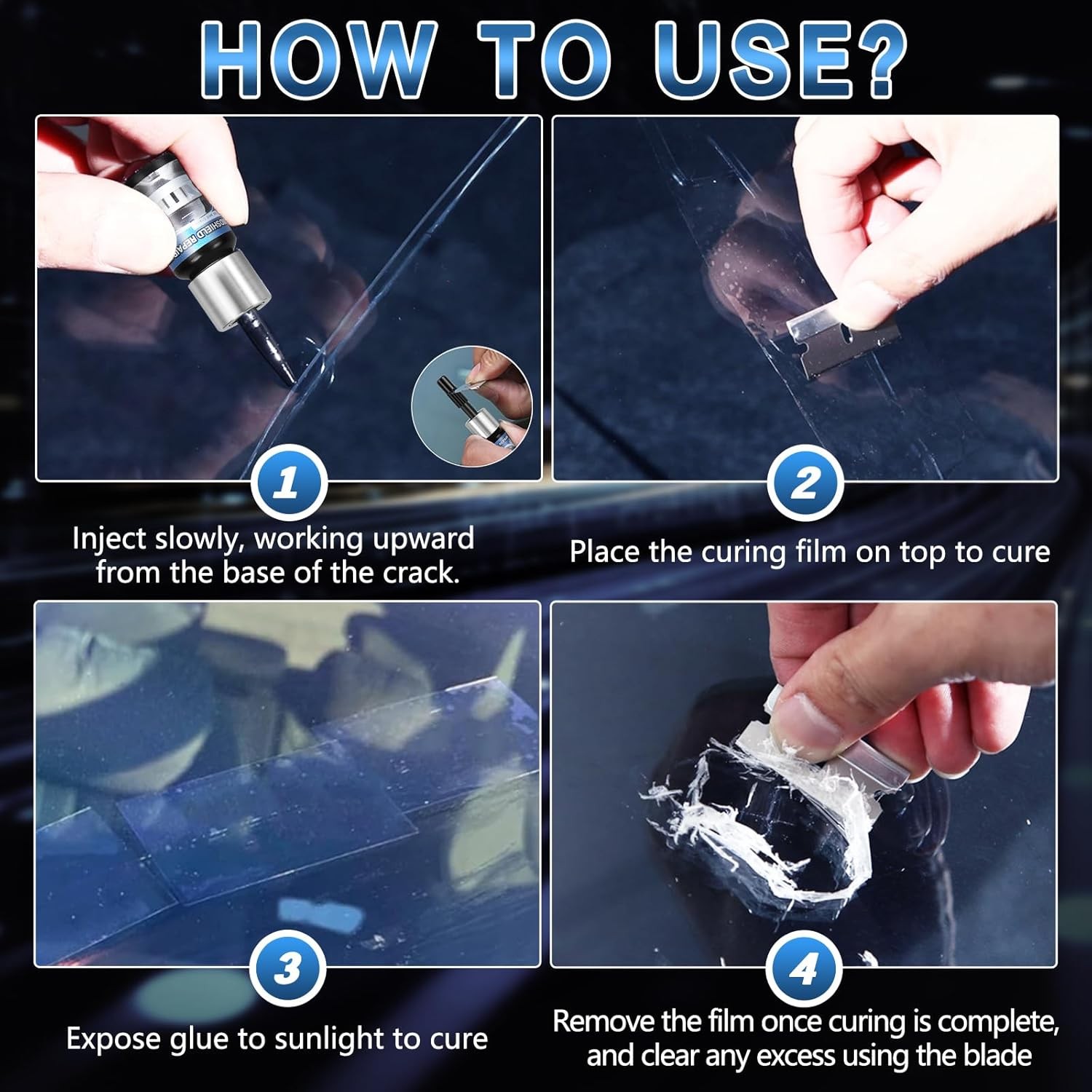 Windshield Chip Repair Kit 6ml Clear Auto Glass Repair Kit Crack Fix Solution