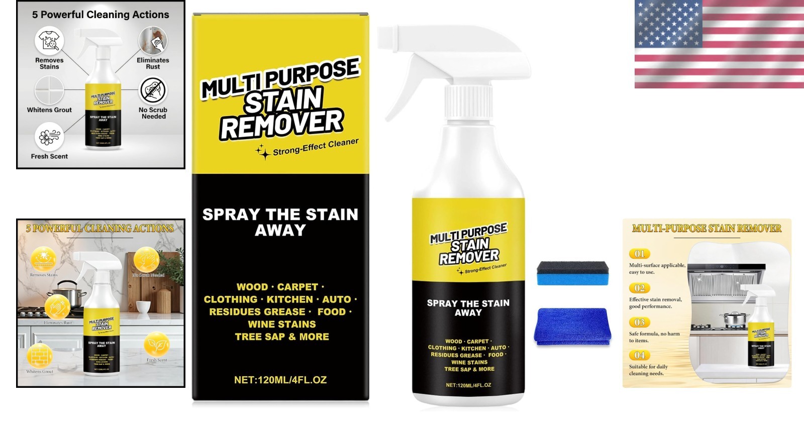 Fragrance-Free Multi-Purpose Stain Remover Spray – 120ml Quick Clean for Indoors