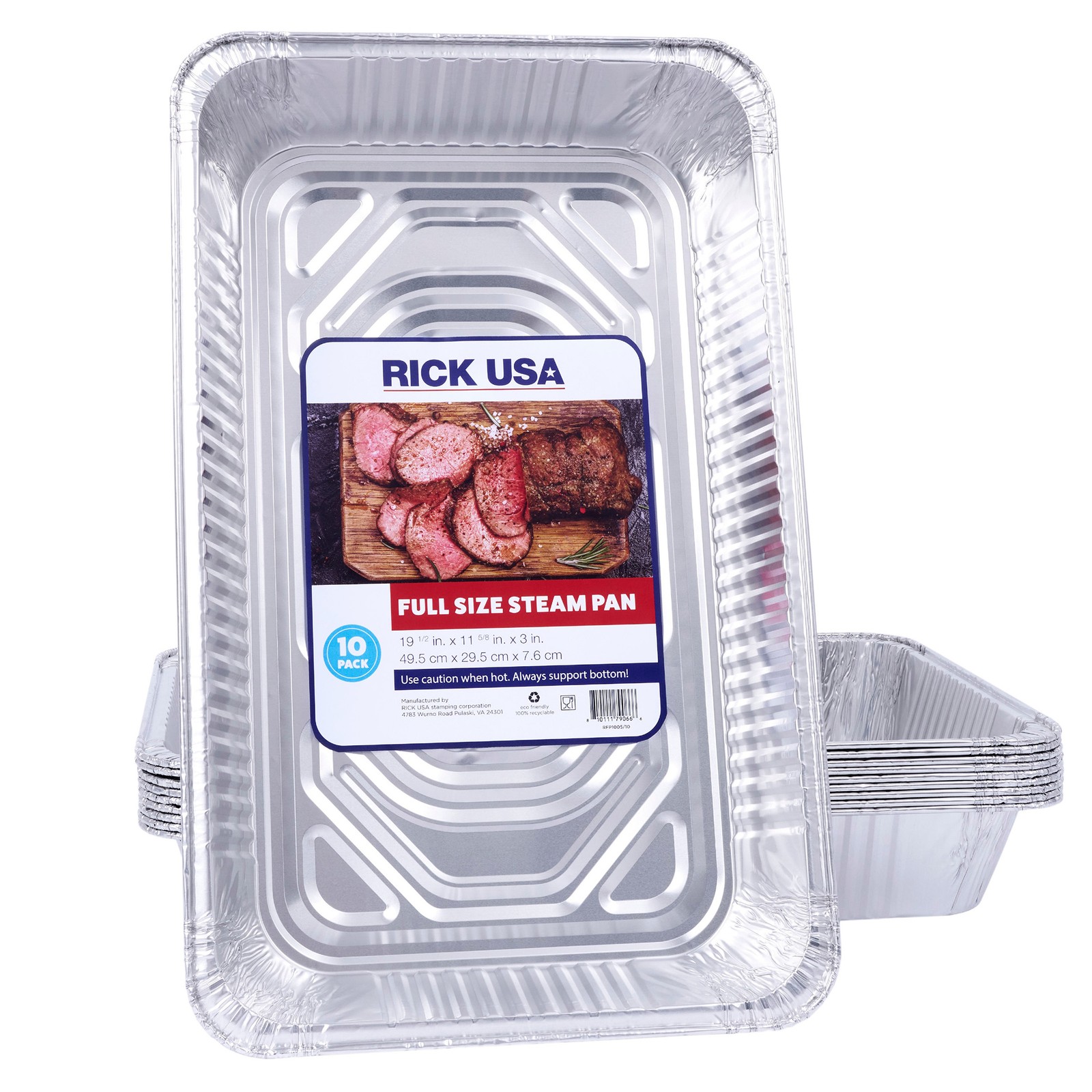 RICK USA Full Size Steam Pan – 10 Pack 19.5×11.6″ Disposable Aluminum Foil