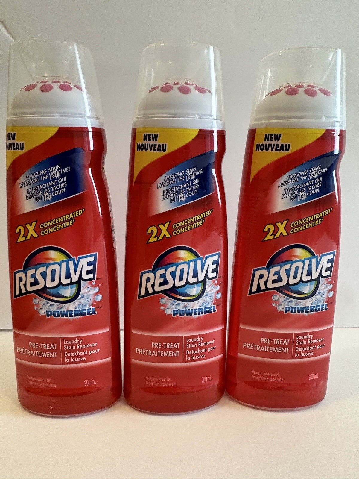 3 X Resolve Powergel Pre Treat Laundry Stain Remover Power Gel 6.8 fl oz Each