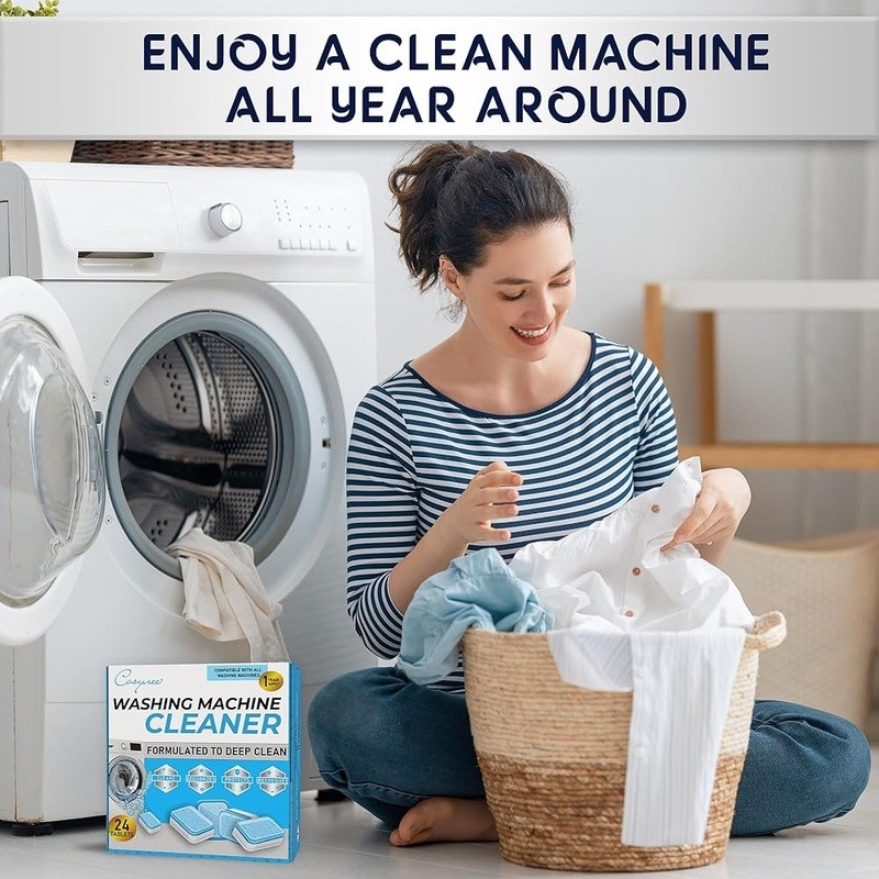 Powerful Washer Cleaner Tablets Eco-Friendly Odor Remover Deep Clean 24 Count US