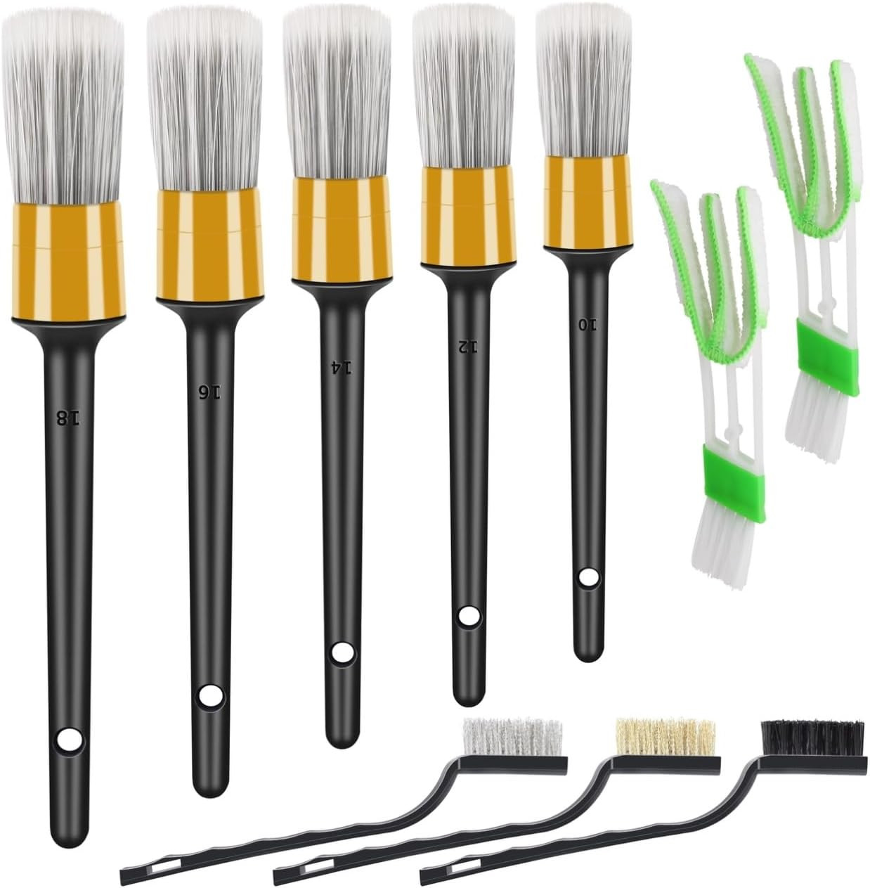 Juego De 9 Piezas Cepillos Para Detallado De Automoviles Kit Limpieza Interior