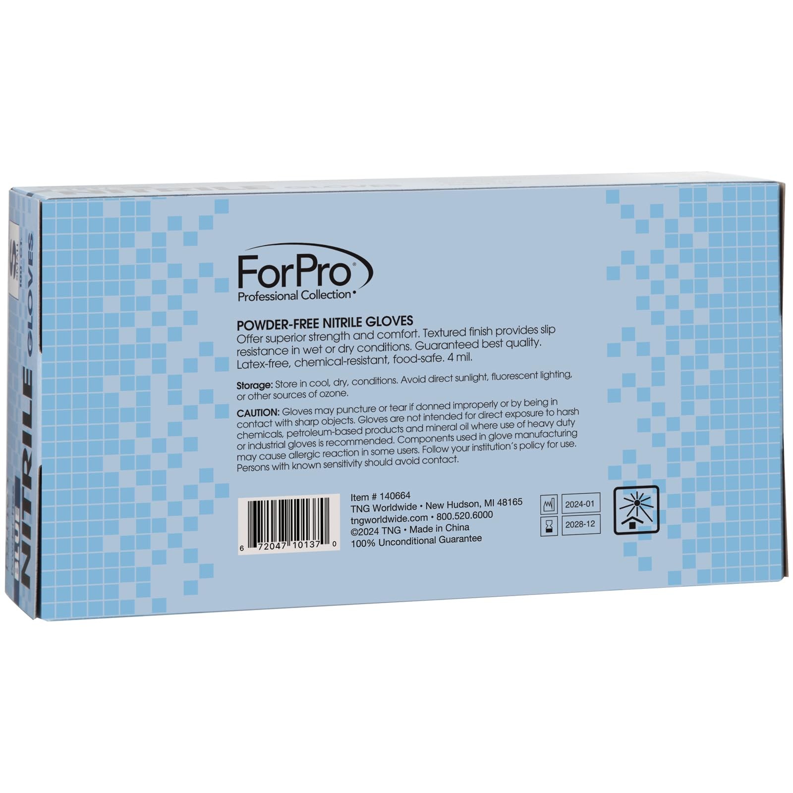ForPro Disposable Nitrile Gloves, Chemical Small (Pack of 100), Blue