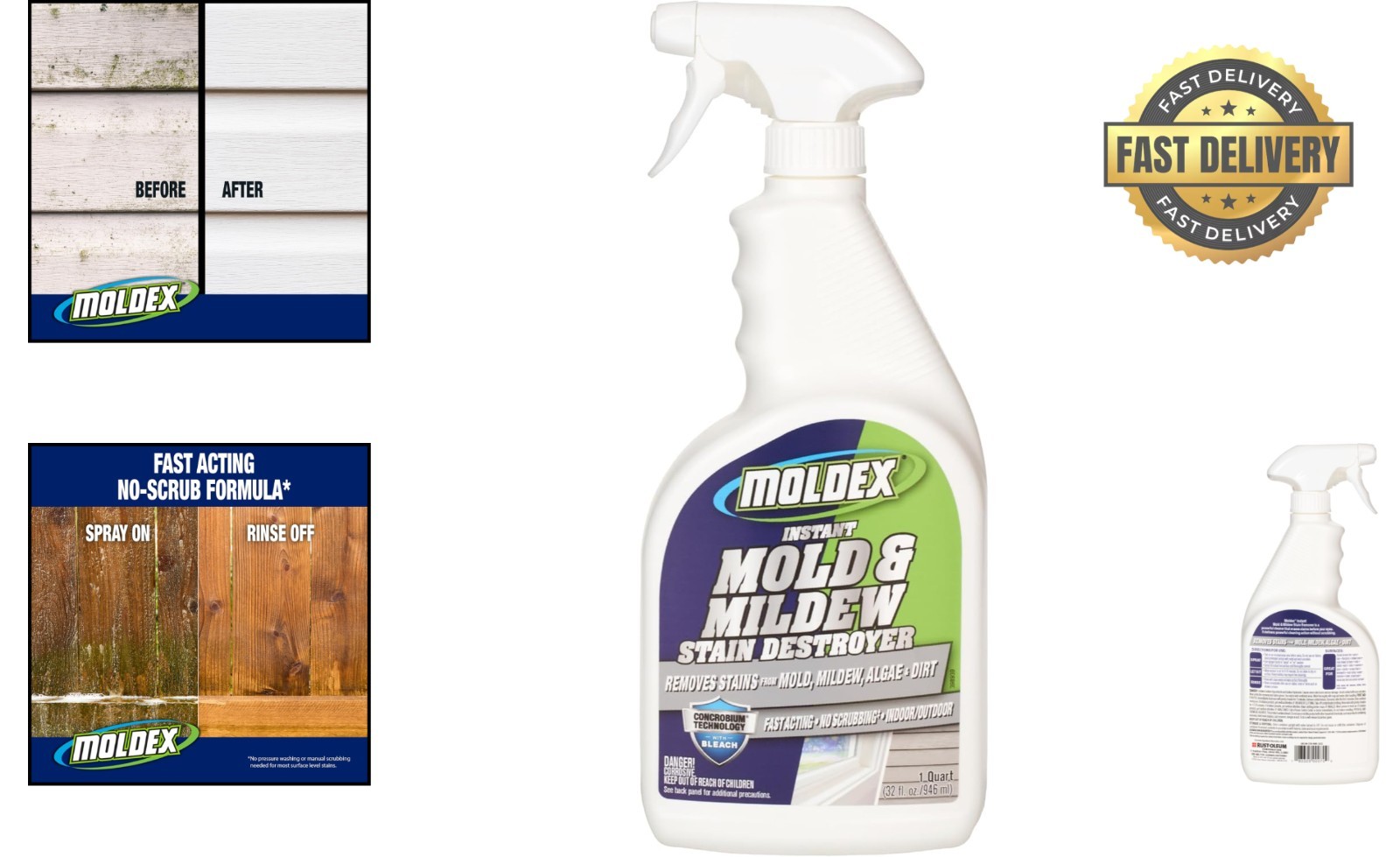 Mold & Mildew Stain Remover Spray – 32 oz All-Purpose Indoor & Outdoor Cleaner