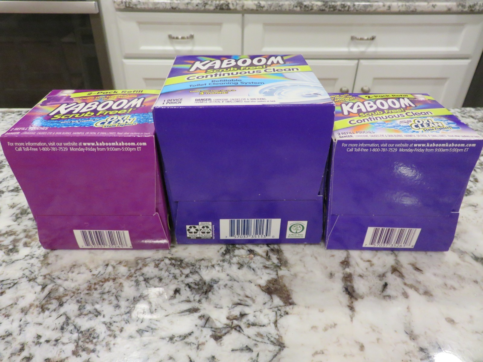 Kaboom Scrub Free! Continuous Toilet Bowl System 1 Device & 5 Pouches Total NEW