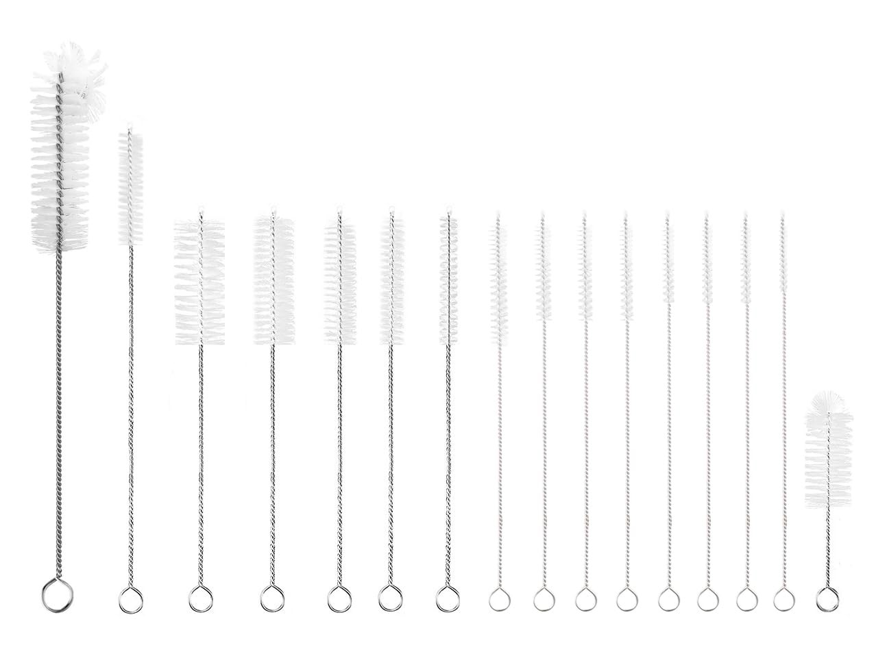 16 Pieces Bottle Brush Set, Nylon Bottle Brush with Flexible Stainless Steel …