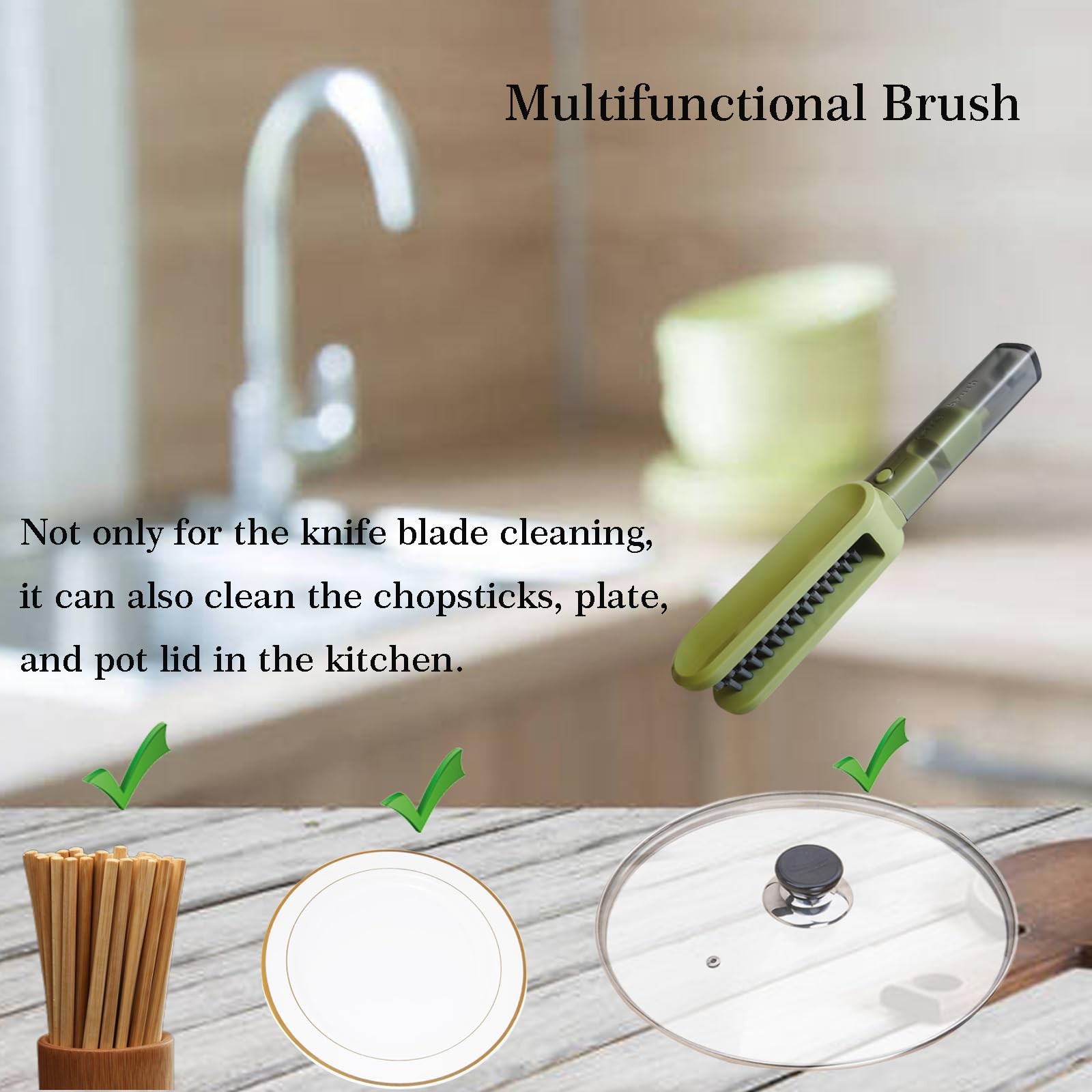 Knife Blade Brush with Long Handle and Lid Integrate Knife Sharpener and Gap …