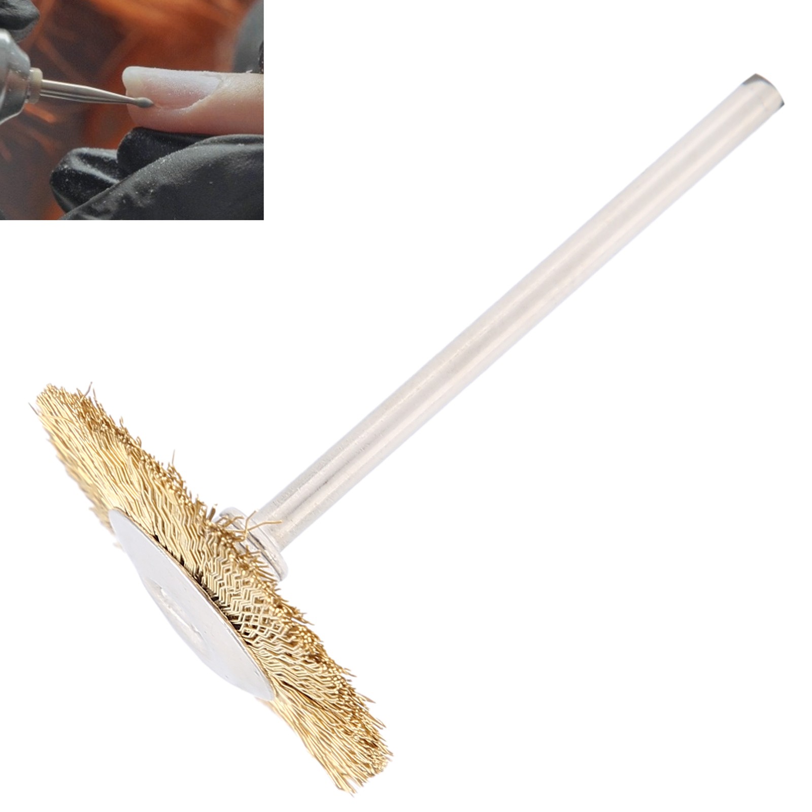 T Shaped Nail Drill Bit Cleaning Brush Brass Wire Grinding Head Cleaner Brush