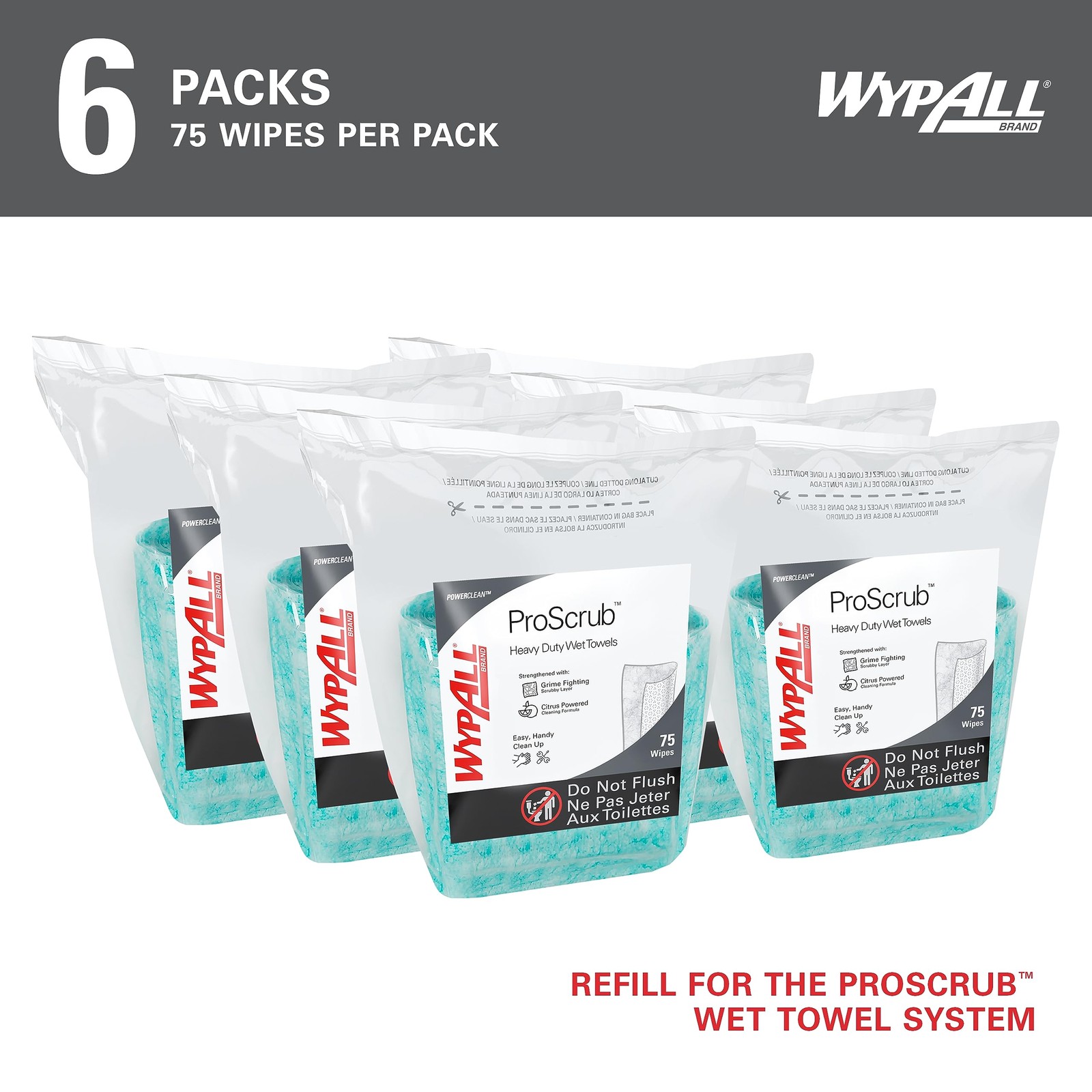 Wypall Power Clean Proscrub Citrus Cleaning Wipes 75 Sheets Alcohol Free