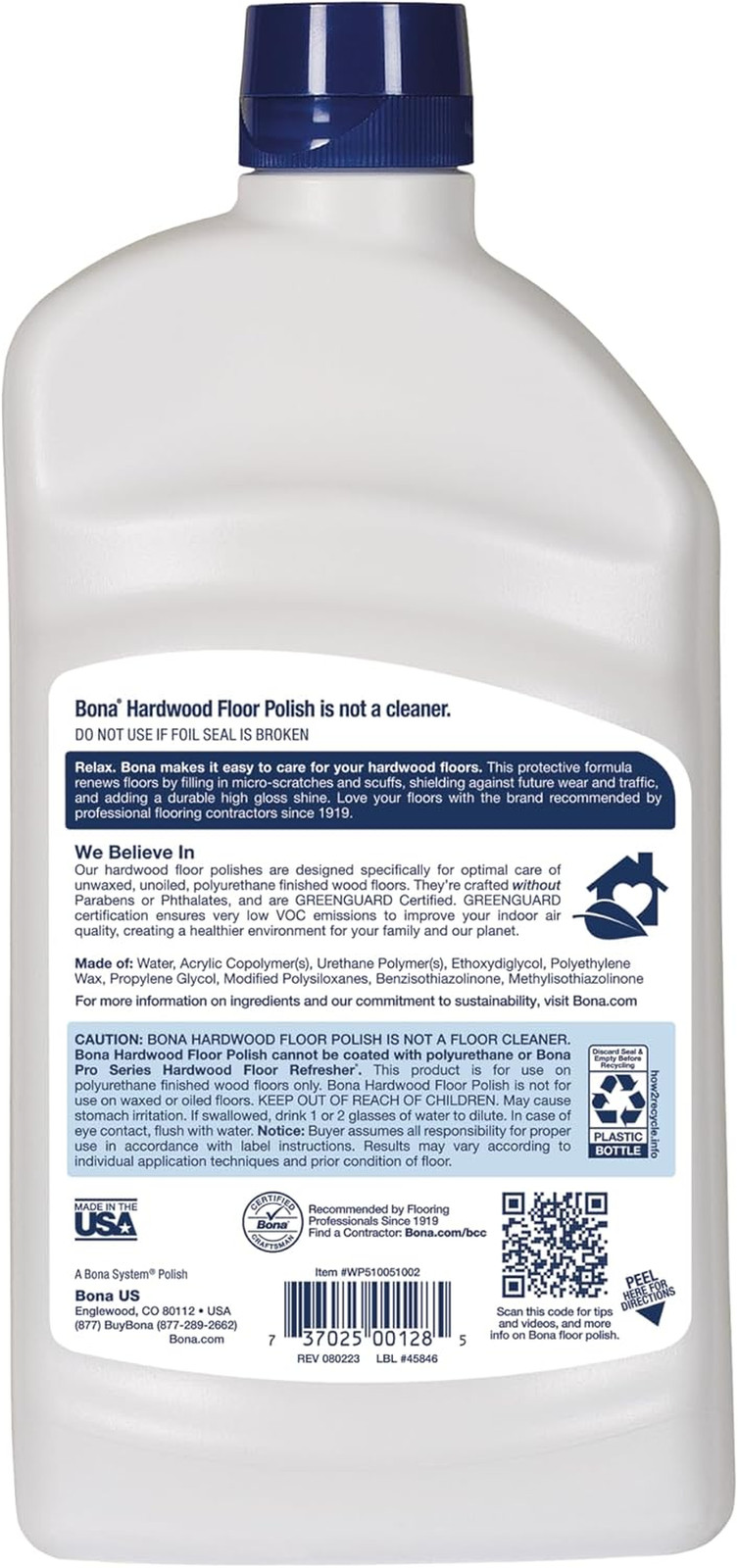 Bona Hardwood Floor Polish, 32 Fl Oz, High Gloss Shine