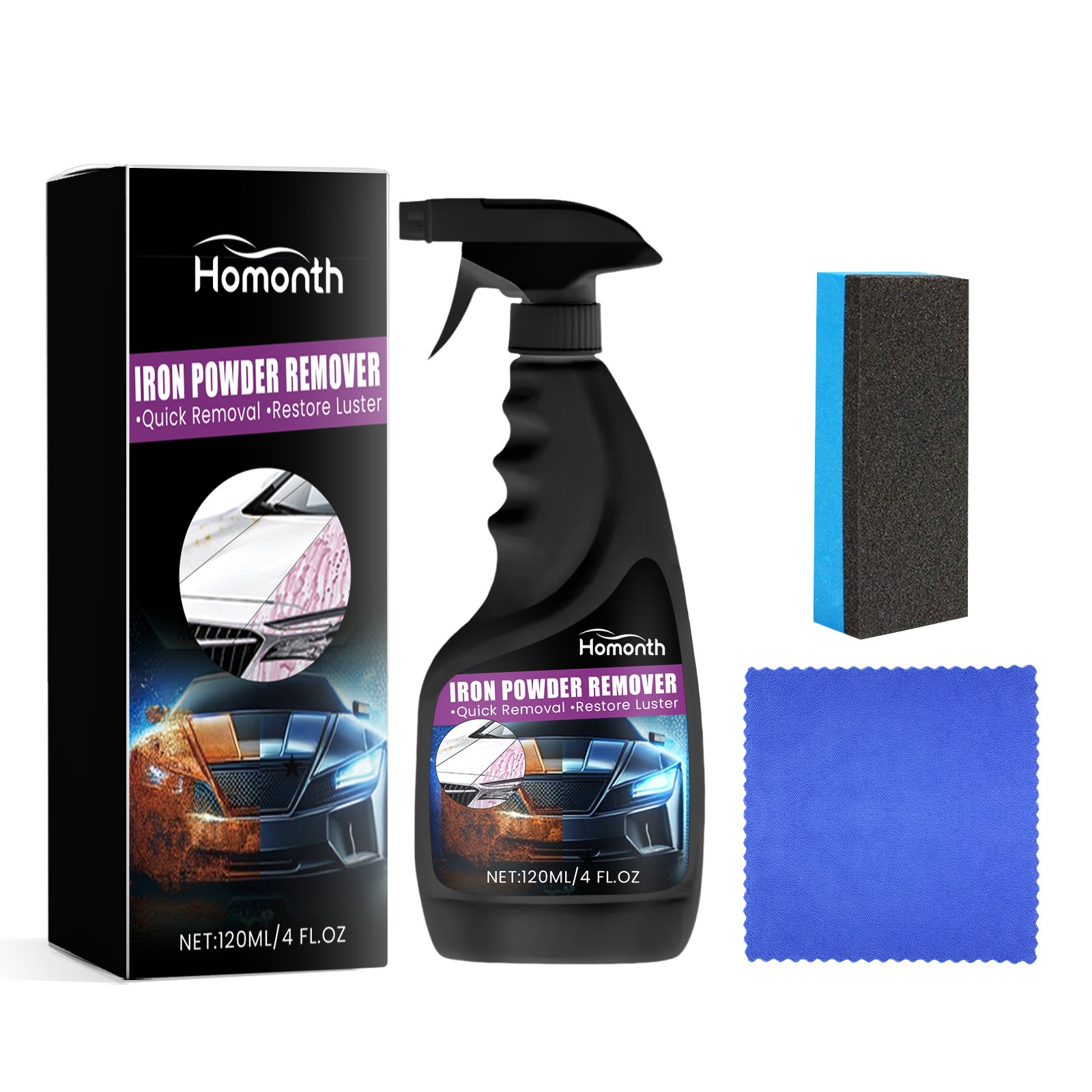 Rust Remover Spray – Iron & Brake Dust Remover for Car Wheels Metal Parts
