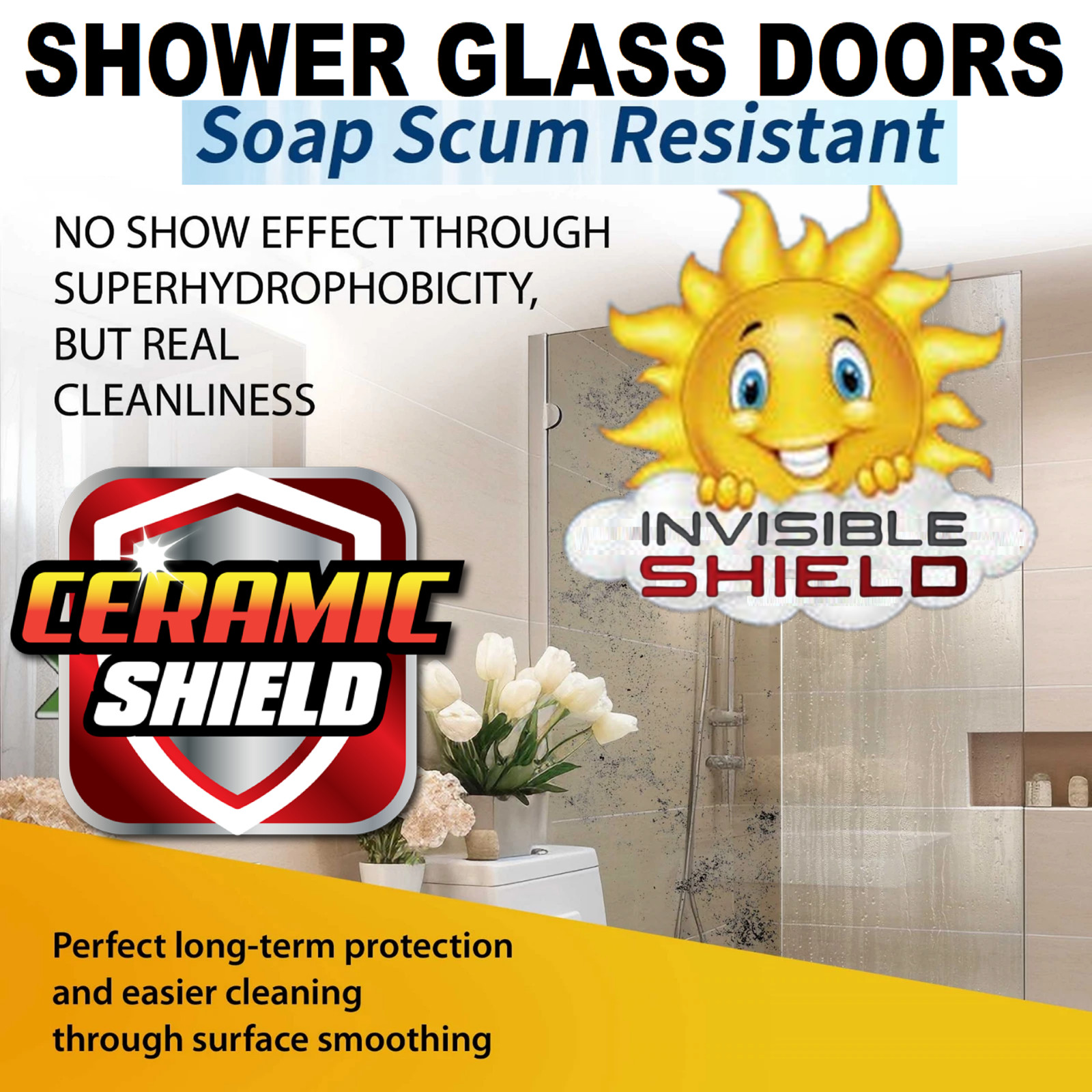 SHOWER GLASS DOOR CERAMIC COATING HARD WATER SPOT & SOAP SCUM PROTECTION – 1 GAL