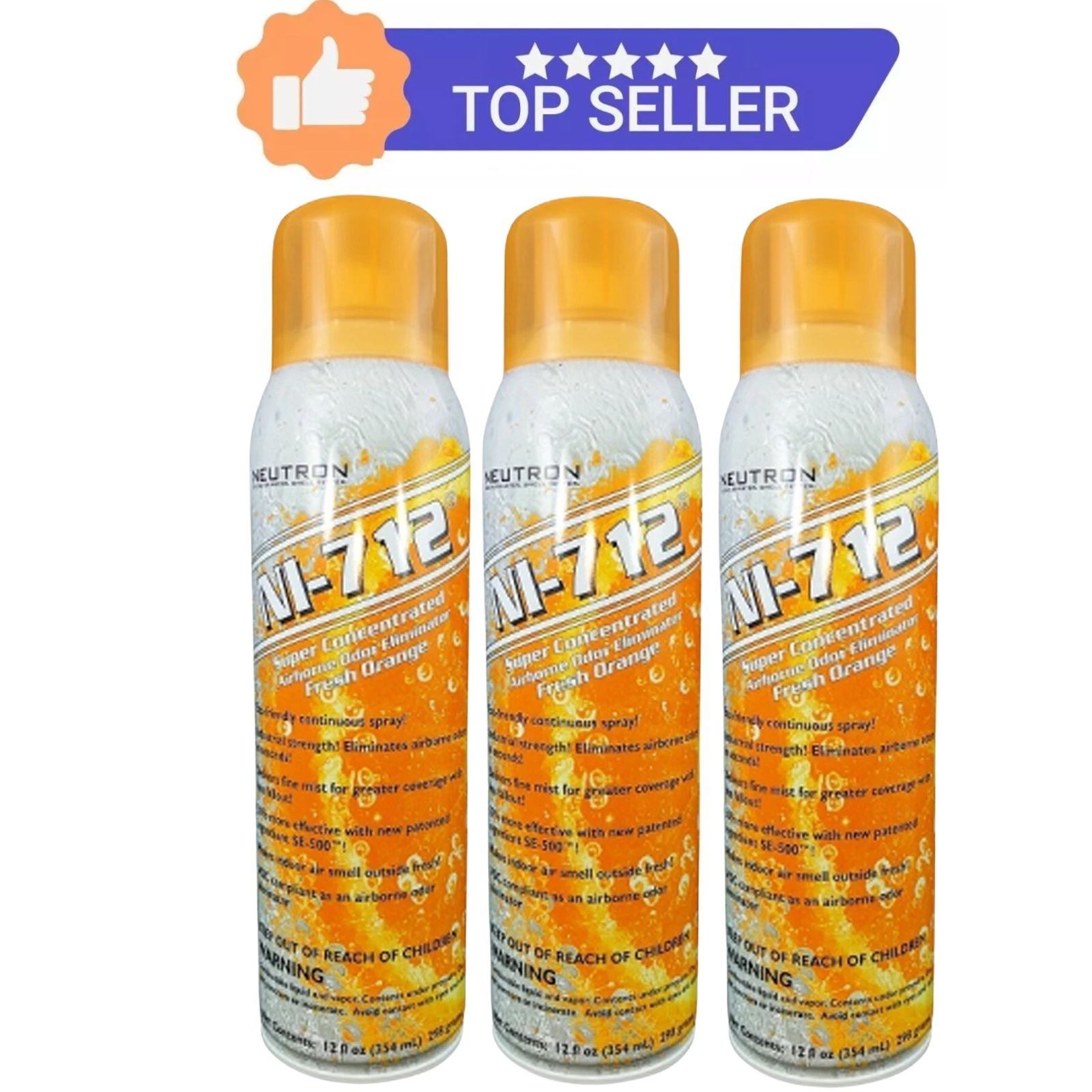NI-712 Odor Eliminator Orange Dry Mist – Fast Pet Smoke Odor Remover 3 Pac