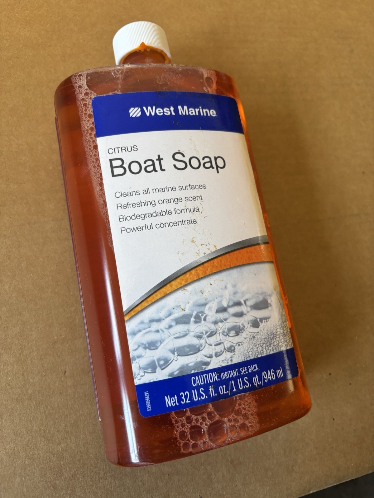 West Marine Citrus Boat Soap 32 fl. oz. Concentrated Biodegradable Cleaner Quart