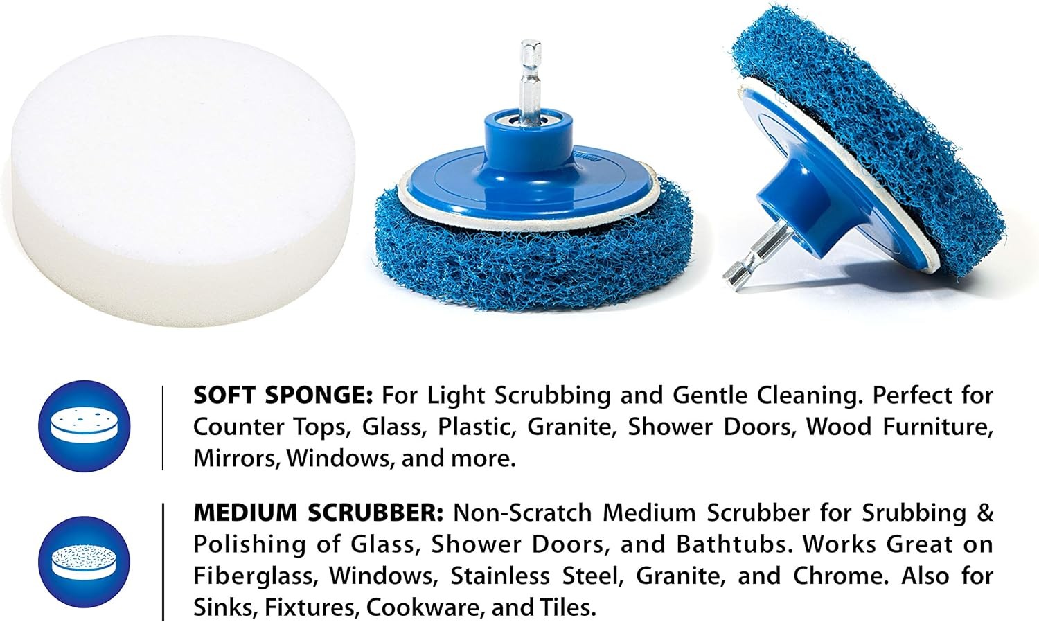 RevoClean Drill Brush Set: 4-Piece Power Scrubber for Tile, Grout, Shower