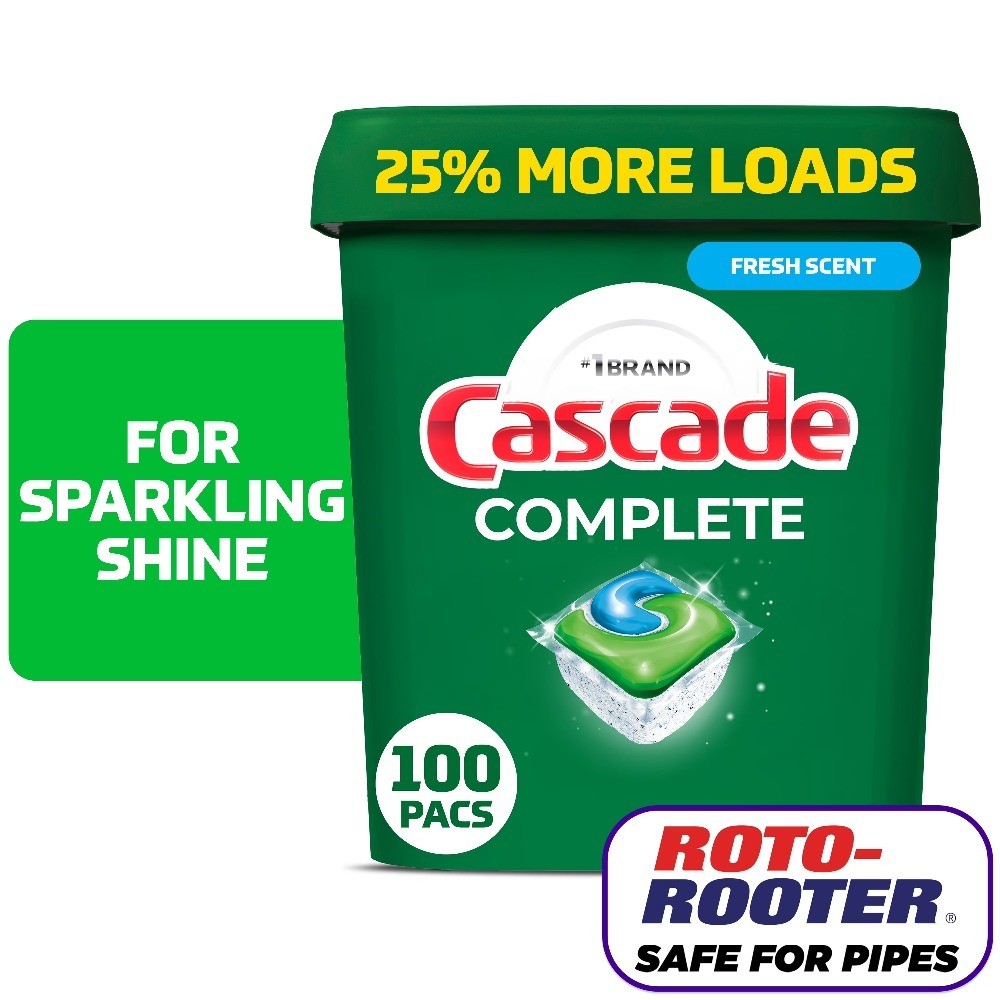 Dishwasher Detergent Tabs Fresh Scent Action Pacs Pods 100 Count All in One