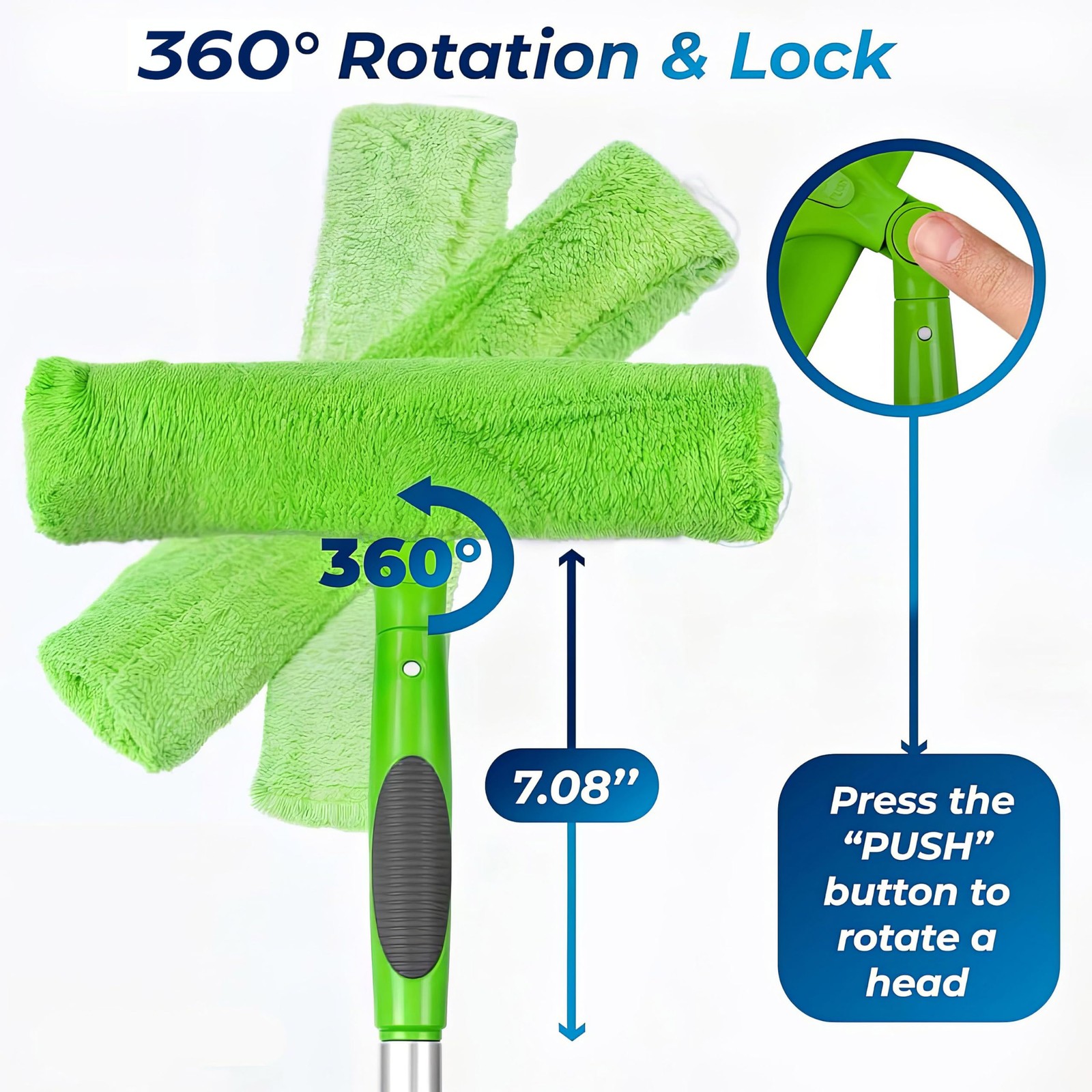 Professional Window Squeegee for Window Cleaning, 2 in 1 Rotatable Window Cle…