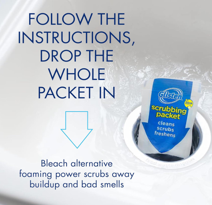 4 Packets Glisten Garbage Disposer Cleaner and Freshener, Sink Disposal Odor Eli