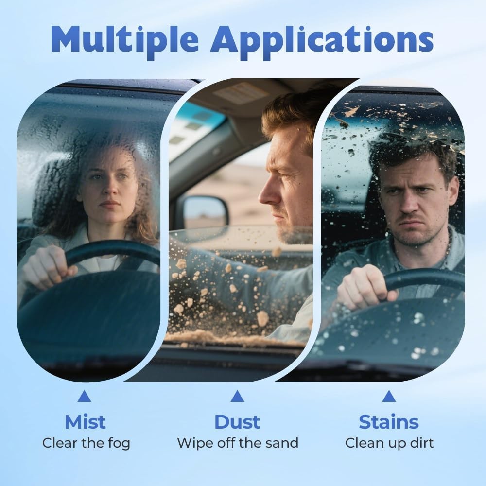 Car Windshield Cleaning Tool, Microfiber Wand Window Cleaner Kit for Auto Glass
