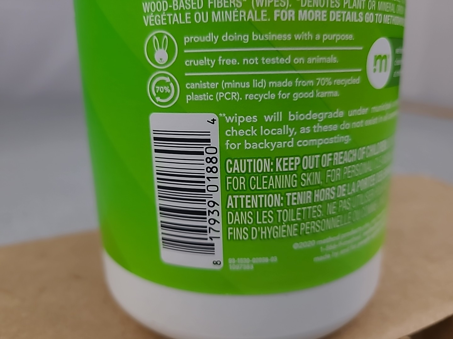 1x Method 18804 Biodegradable Cellulose All-Purpose Cleaning Wipes 30 Count