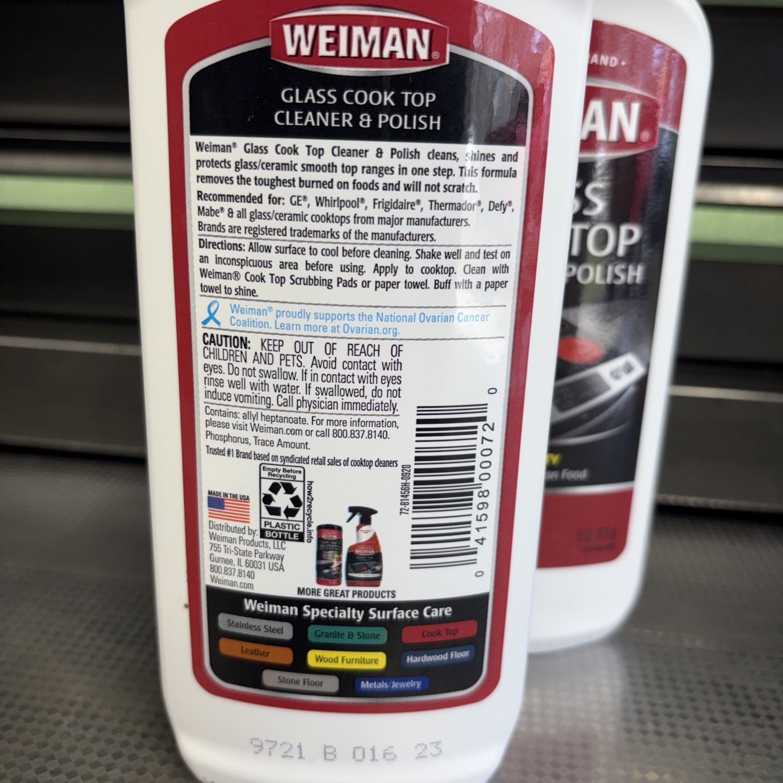 X2 New! Weiman Ceramic/Glass Cooktop Stove Top Cleaner & Polish 15 oz.