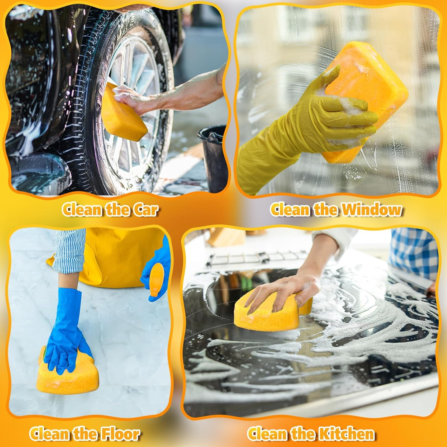 12 Pcs Large Sponges Bulk 7.5 X 5.5 X 1.9 Inch Grouting Car Wash Foam Cleaning a