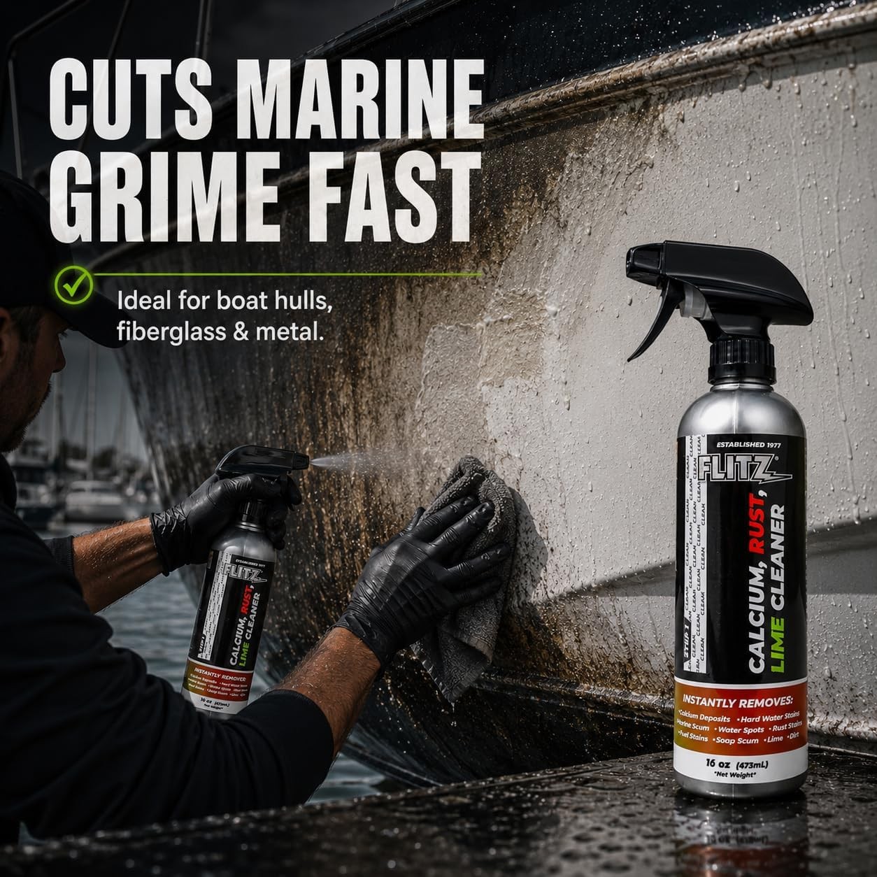 FLITZ Instant Calcium Lime and Rust Remover 16oz/473ml CR 01606 (SEE VIDEO)
