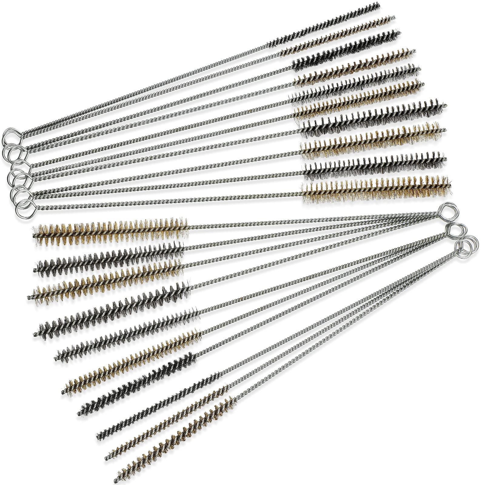 20 Pcs Wire Tube Brushes Cleaning Pipe Brass Stainless Steel Round Brush 5