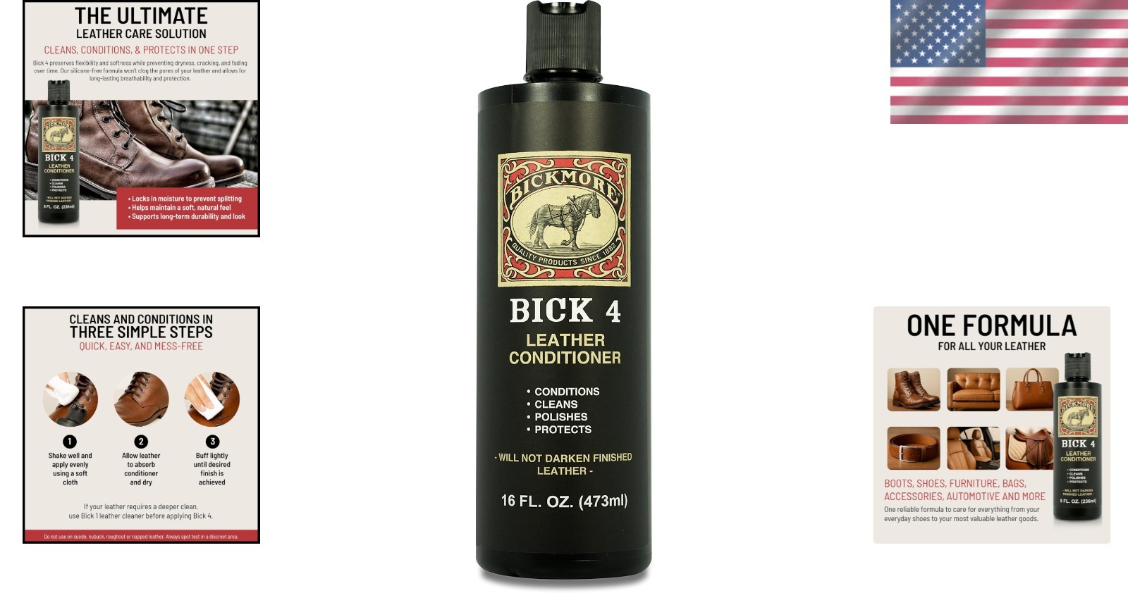 Bick 4 Leather Conditioner & Cleaner 16oz – Preserves & Polishes All Leather