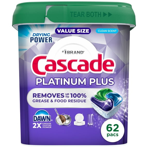 *HOT SALE* Cascade Platinum Plus Dishwasher Detergent Clean, 62 Count