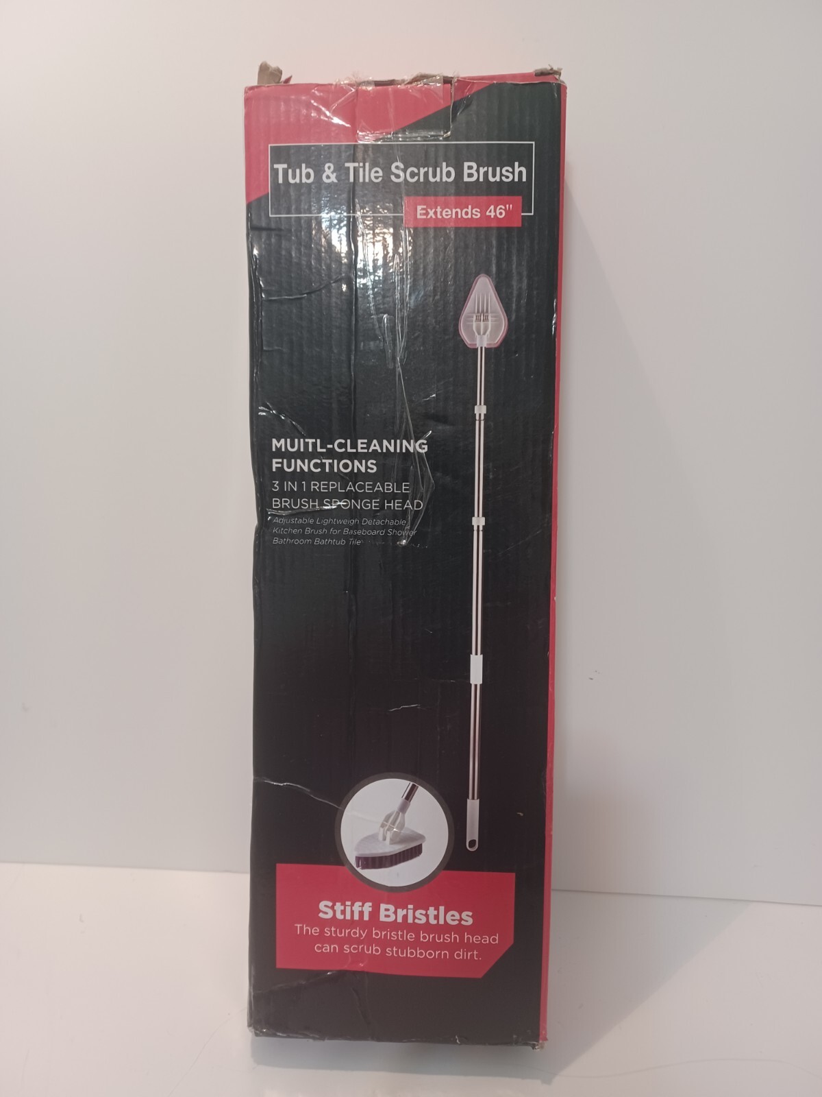 Adjustable Handle Tub & Tile Scrubbing Brush Extends 46″ 3 In 1 NEW Item#1249